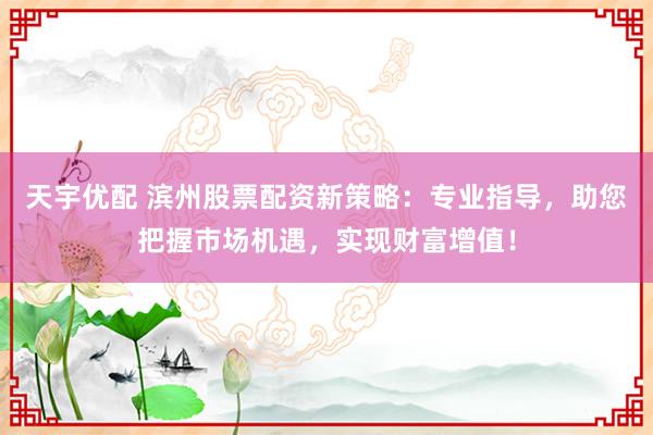 天宇优配 滨州股票配资新策略：专业指导，助您把握市场机遇，实现财富增值！