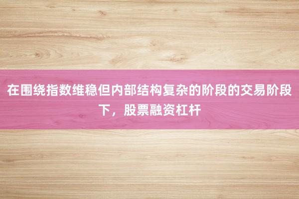 在围绕指数维稳但内部结构复杂的阶段的交易阶段下，股票融资杠杆