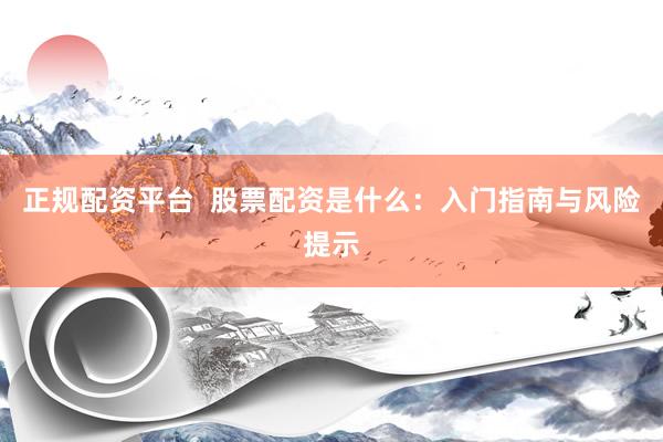 正规配资平台 股票配资是什么:入门指南与风险提示