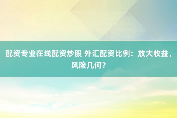 配资专业在线配资炒股 外汇配资比例：放大收益，风险几何？